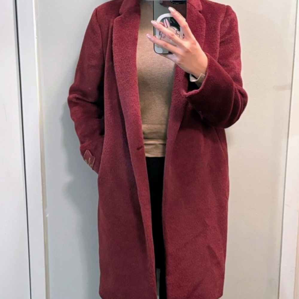 Babaton Burgundy Wool Coat